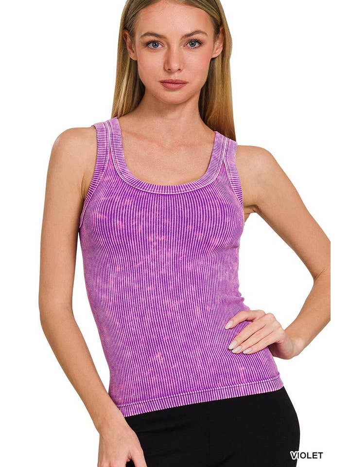 Vanilla Monkey - Vendita all'ingrosso Top in maglia - Donna - Canotta senza cuciture a costine lavata con scollo a 2 vie27