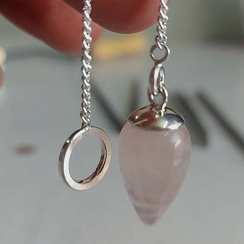 Crystal Earth Sterling – wholesale Pendulum board – Necklace Sterling Pendulums - Rose Quartz1