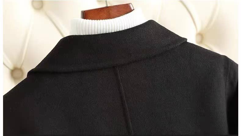 SY297 Mid-Length Women's Black Double-Faced Wool Coat for wholesale on Faire9