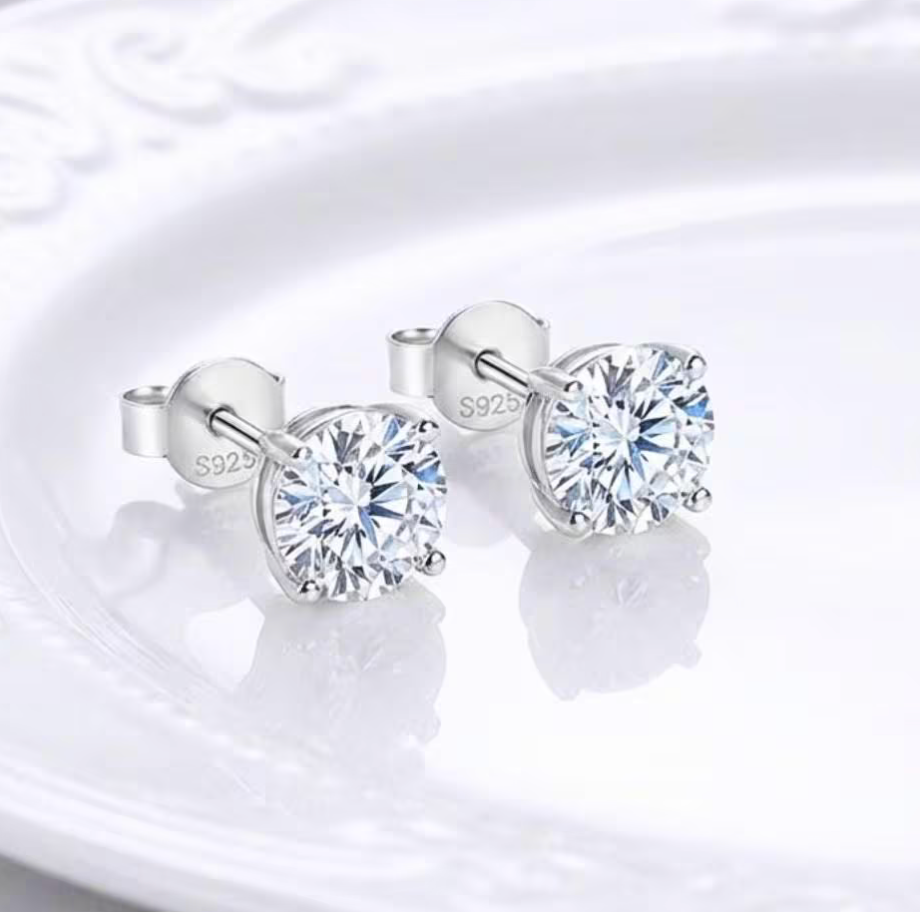 Everly Yours - Wholesale Stud/Post Earrings - 14K Gold or Rhodium Plated VVS1 Moissanite Stud Earrings6