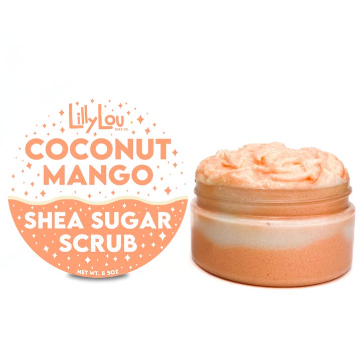 Coconut Mango Sugar Scrub | Exfoliating Body Scrub for wholesale by Lilly Lou Soap Co.