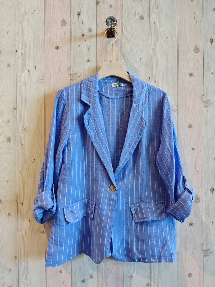 Linen & More - Wholesale Blazer - Women's - REF 3455 100% LINEN STRIPED BLAZER