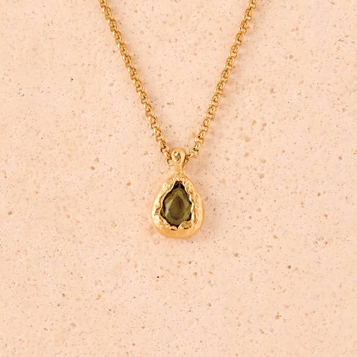 Collier Lysia Vert Foncé | Bijoux Cadeau en Or Imperméable pour la vente par Agapée Jewelry