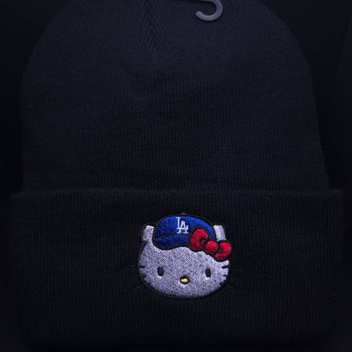 Gorro de Punto Acrílico para Adultos con Bordado de Gato de Los Ángeles para venta al por mayor de El Wicked Wardrobe