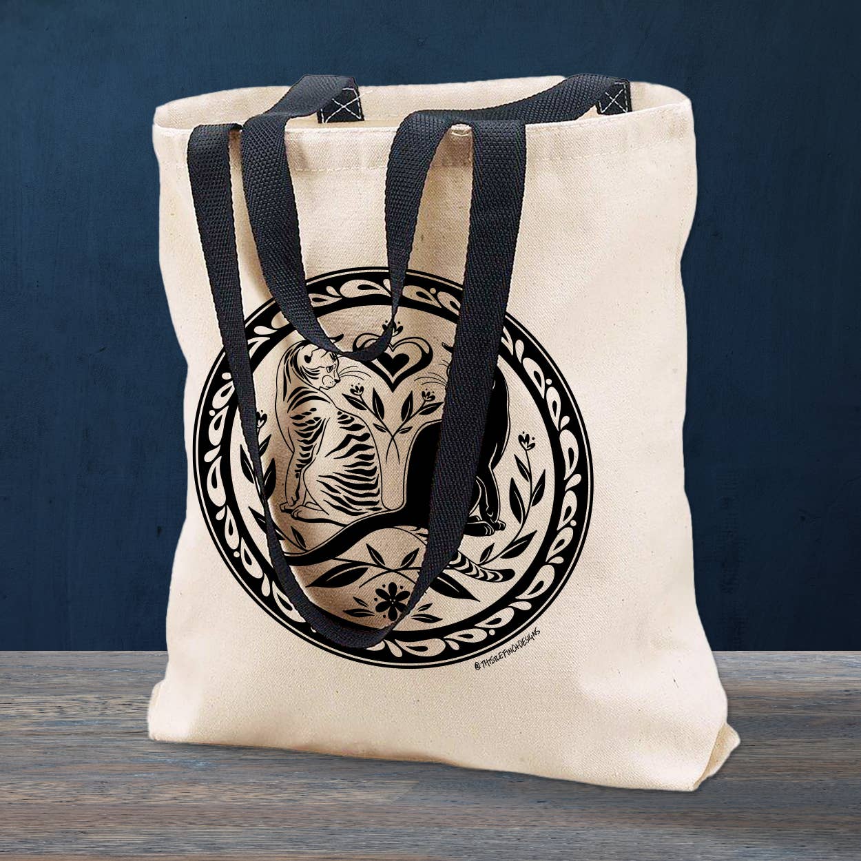 Thistle Finch Designs - Wholesale Tote Bag - Unisex - House Cat Hex Sign PA Dutch Tote Bag2