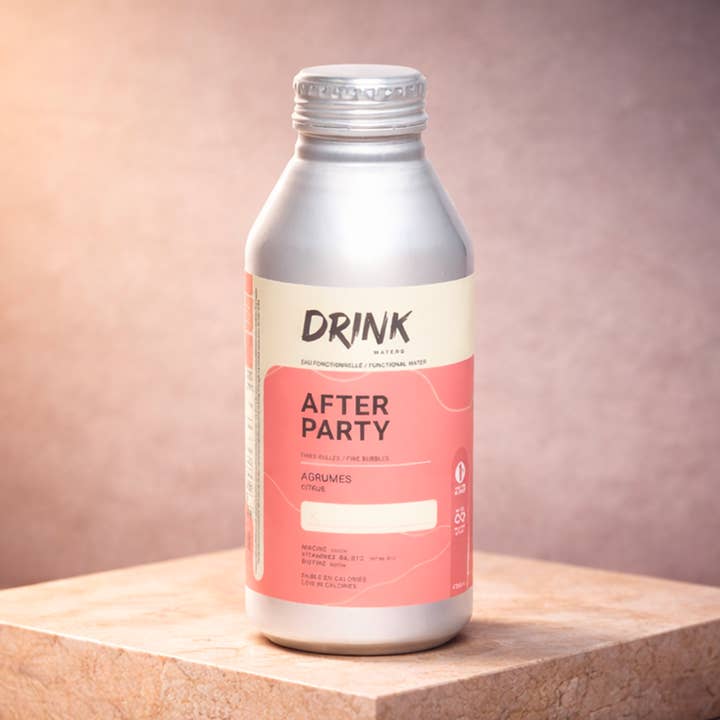 AFTER PARTY funktionales kohlensäurehaltiges Wasser aus den Alpen Alumi für den Großhandel von Drink Waters