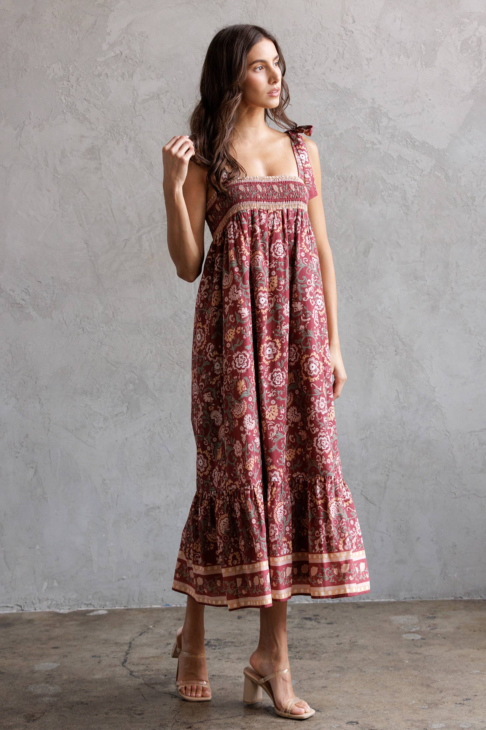 STORIA - Wholesale Dress - Women's - SJD7582 - MULTI FLORAL TIE MIDI DRESS4