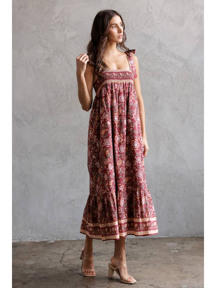 STORIA - Wholesale Dress - Women's - SJD7582 - MULTI FLORAL TIE MIDI DRESS4