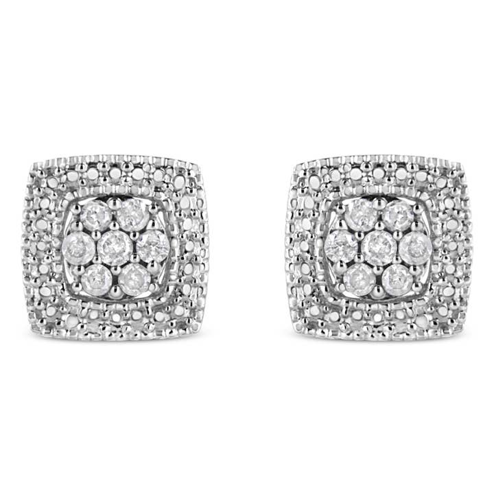 Aretes de plata de ley con diamantes cuadrados de 1/2 quilate para venta al por mayor de Infinite Jewels