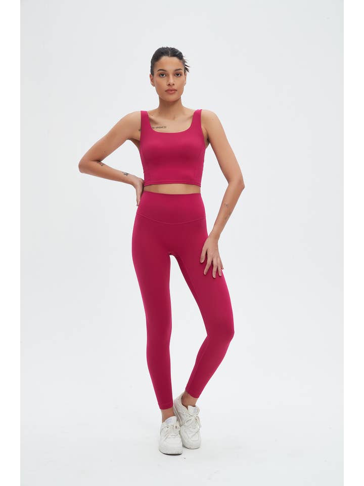 91thelabel - Wholesale Activewear Set - Women's - Grace U-Neck Molded Cup Tank & Leggings Activewear Set