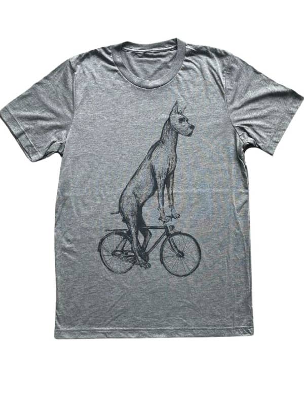 Great Dane on A Bicycle Men's/Unisex Shirt for wholesale by Dark Cycle Clothing