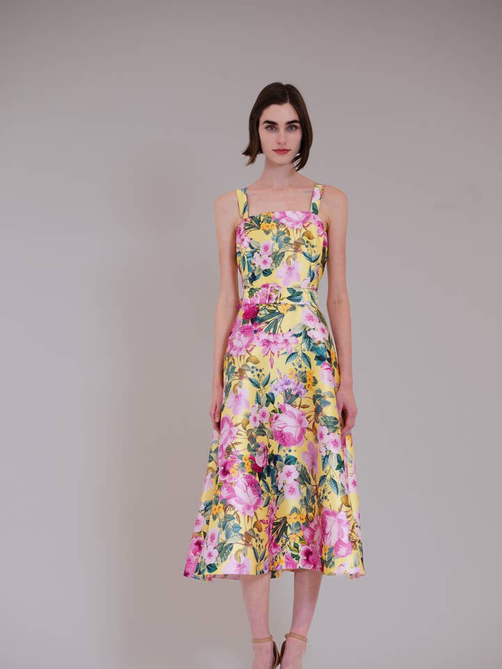 ärmlös mönstrad midiklänning med bälte för wholesale av Julia Jordan