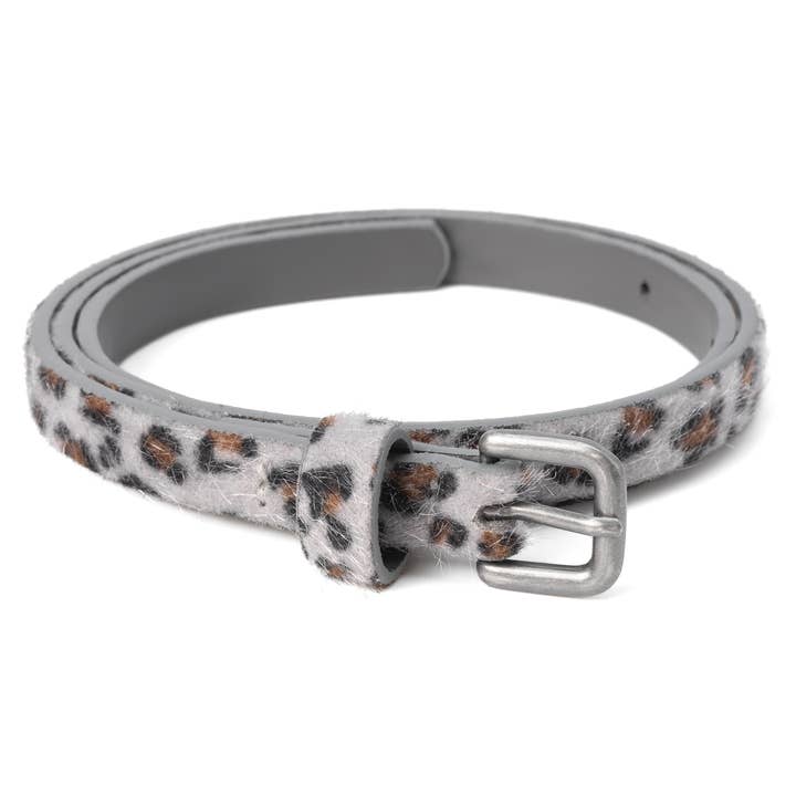 Cinturón de cuero con estampado de leopardo para niñas (4-7 años, 8-14 años) - Gris para venta al por mayor de Peppercorn Kids