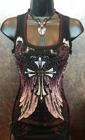 Black Ladies Sleeveless Round Neck Slim Sexy Punk Retro Vest for wholesale on Faire0