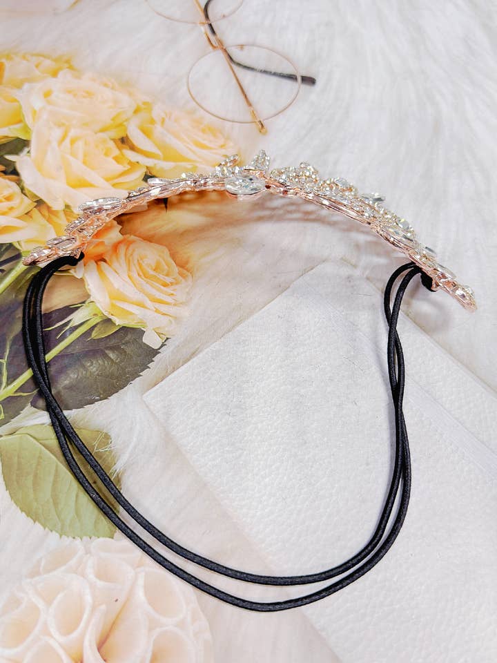 Happy Dream Gifts – Großhandel Kostüm – Damen – Roségoldene Maske, Klare Steinmaske, Schmetterlingsmaskenball-Maske8