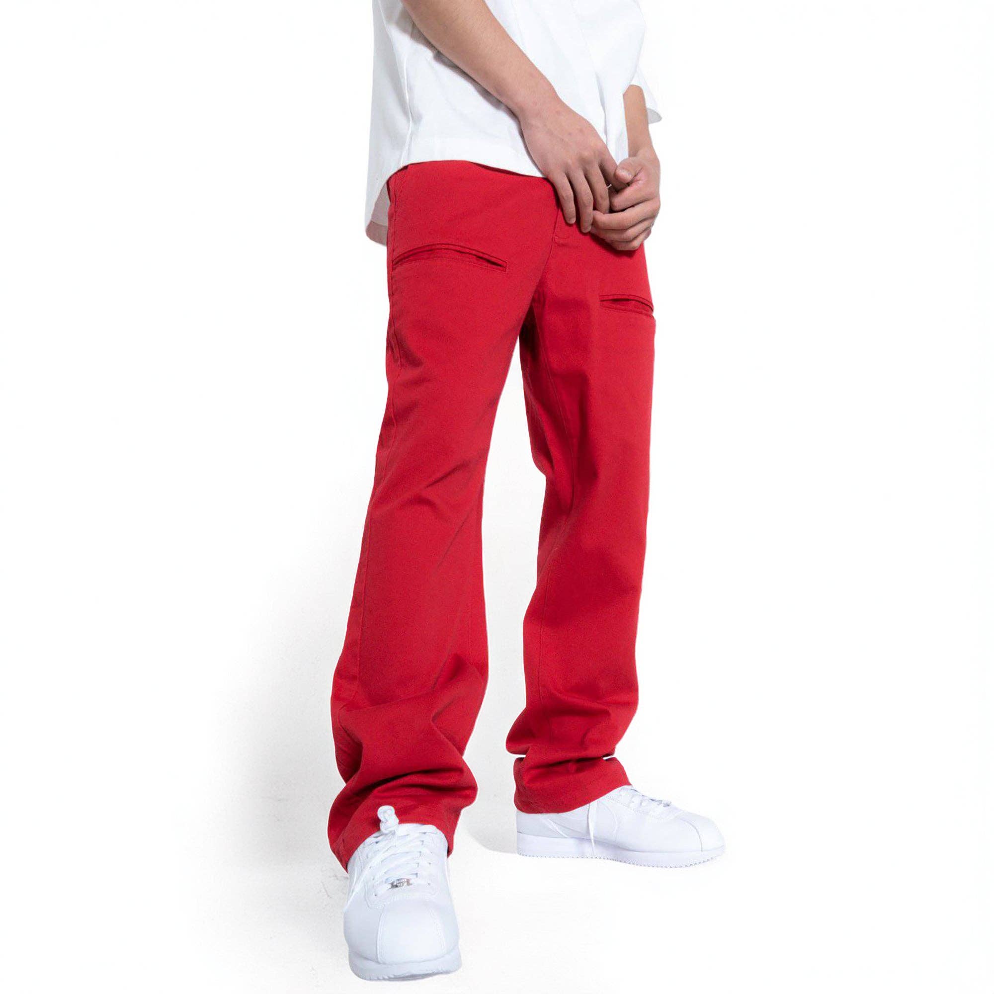 Konus Men's Baggy Chino Pants in Red for wholesale on Faire1