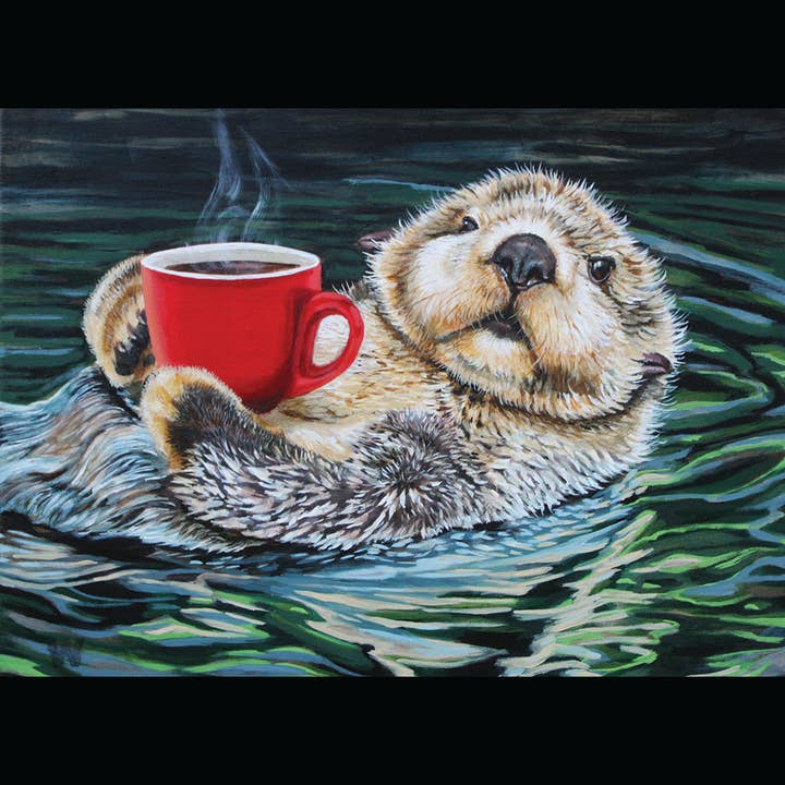 Mini Print with envelope - Otter Espresso for wholesale by Coffeehouse Animals