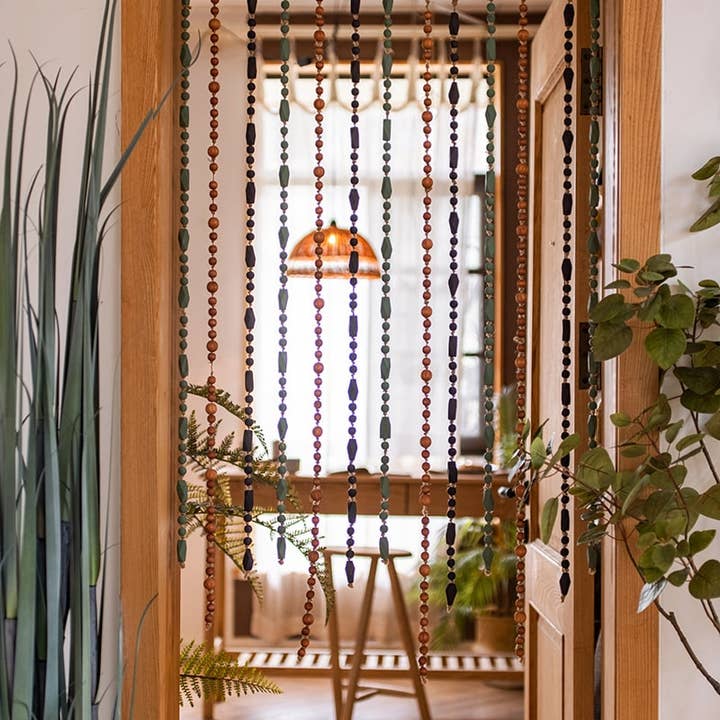 Rustic Reach - Wholesale Curtain Tieback - Wood Beaded Cord Curtain Tiebacks DIY Door Curtain 47" Long8