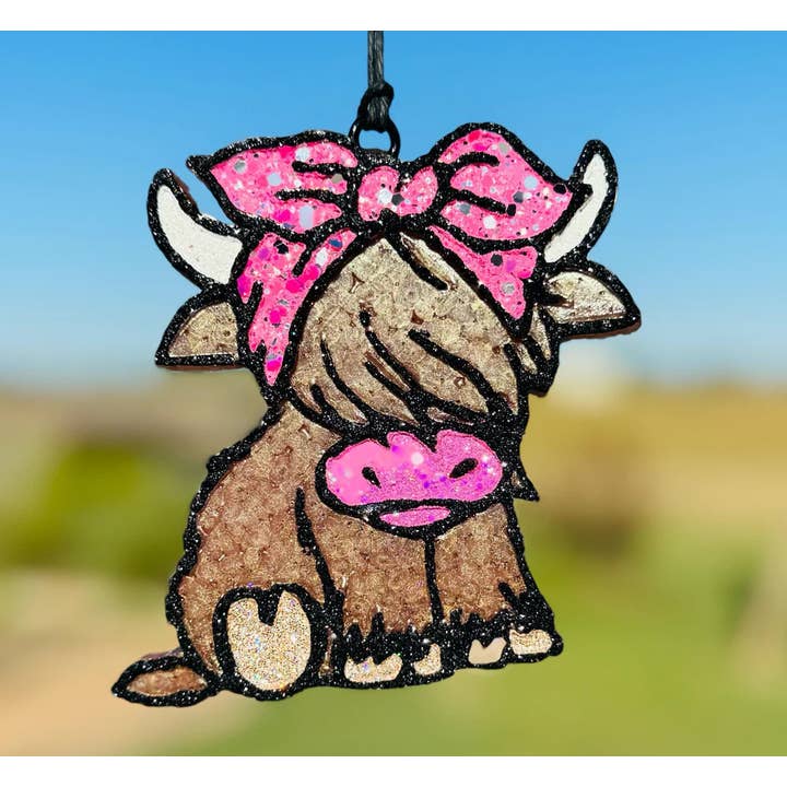 Highland Cow with Bow Car Freshie/ Car Scent/Air Freshener for wholesale by Scent Story Freshies