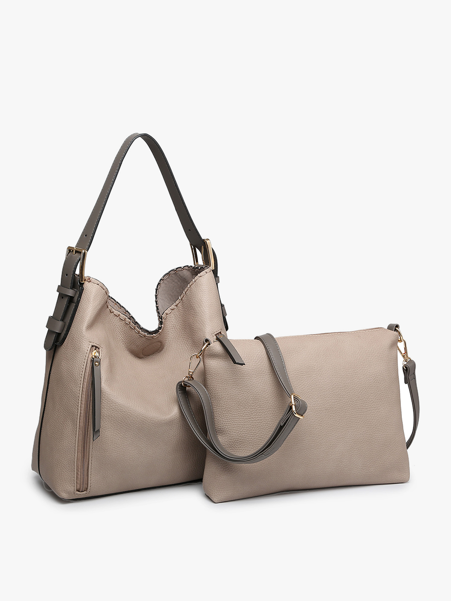Jen & Co. - Wholesale Schoudertas - Dames - Jen & Co. M1816A Alexa 2-in-1 hobo tas met dubbele ritssluitingen10