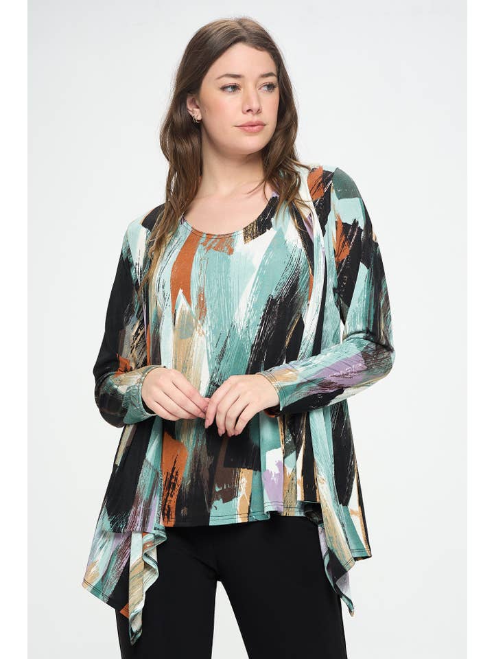 Jostar - Wholesale Jacket - Women's - BNS Brush Strokes Print Mid Cut Jacket - 428BN-LRP1-W379