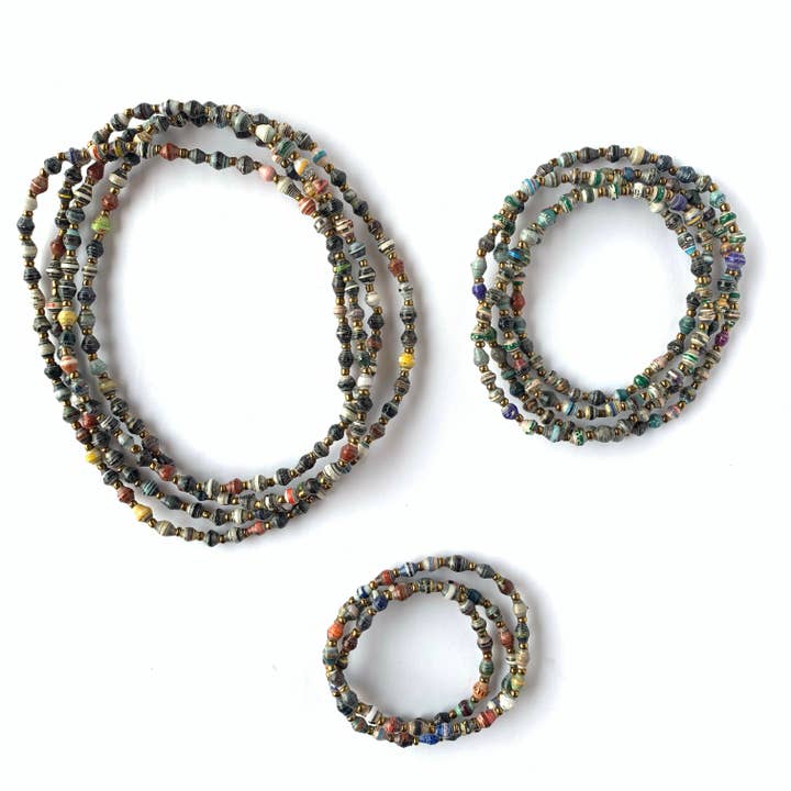 Ornaments 4 Orphans – Engroshandel Perlearmbånd – Maasai Stretch papir perle halskæde/armbånd Wrap5