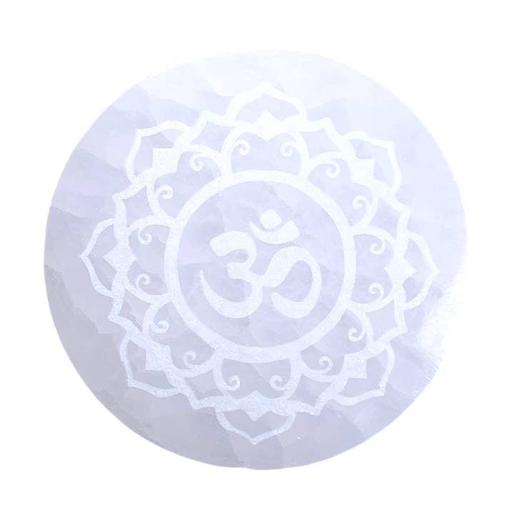 Foliesbijoux - Wholesale Plaque - Small Selenite Om Plate