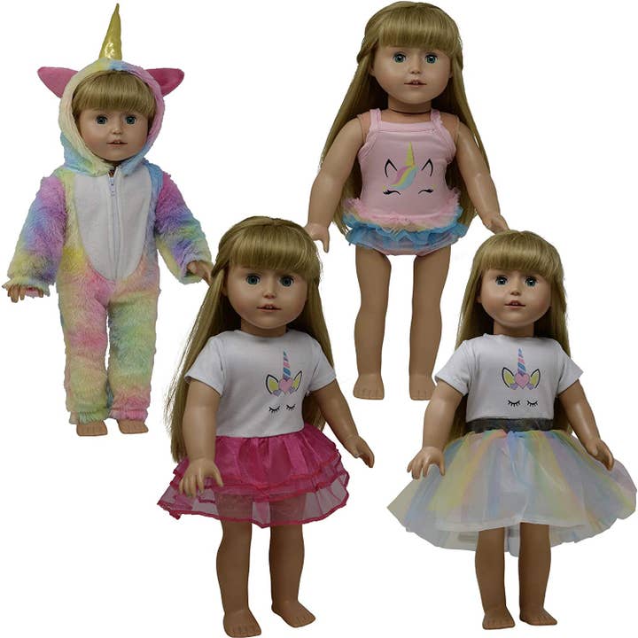The New York Doll Collection - Wholesale Doll Clothing - Kids - 18 Inch Doll Unicorn Clothes Dresses and Pajamas Outfit Set5