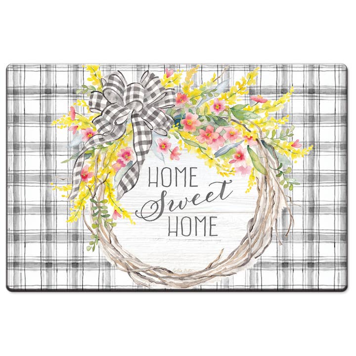 Gingham Wreath 30" x 20" Decorative Comfort Floor Mat for wholesale by Conimar Promotions