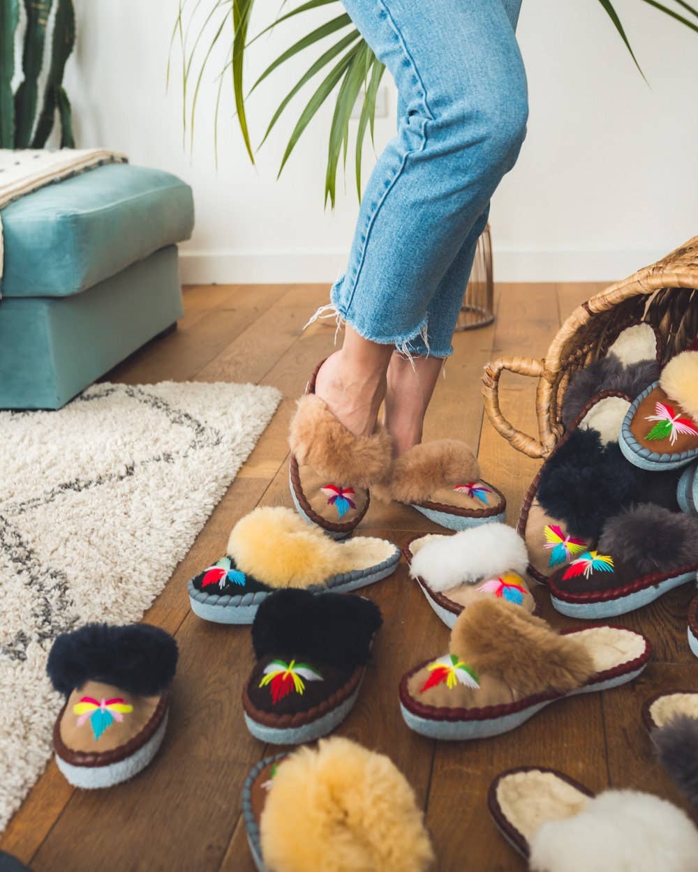 Sheepers SP .Z O.O. - Vente Chaussons – femme - Mules Sheepers Lucky Dip en peau de mouton9