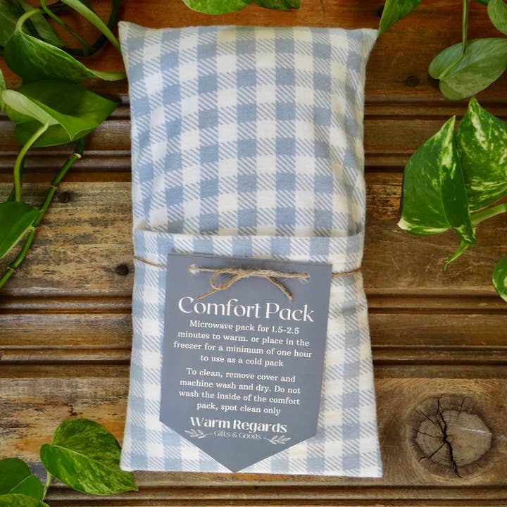 Washable Microwavable Heating Pad Pack Spring Gingham Blue for wholesale by Warm Regards LLC