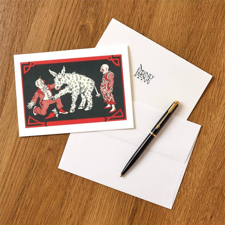 Found Image Press - Wholesale Stationery/notecard set - Greeting Card CI-215 Clowns with Furry Horse1