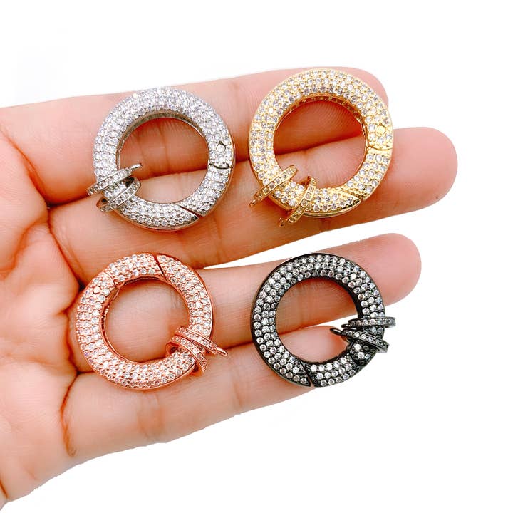 Gold Filled Spring Ring CZ Clasp, Pendant Holders CL314 for wholesale by Beads Creation