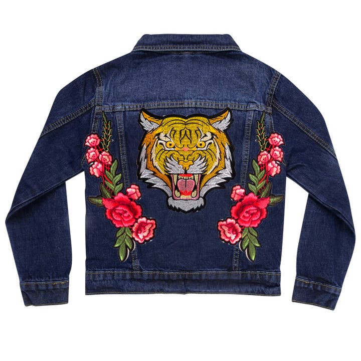 Jeansjacke „Roaring Tiger and Roses“ für den Großhandel von Cat in the Hood