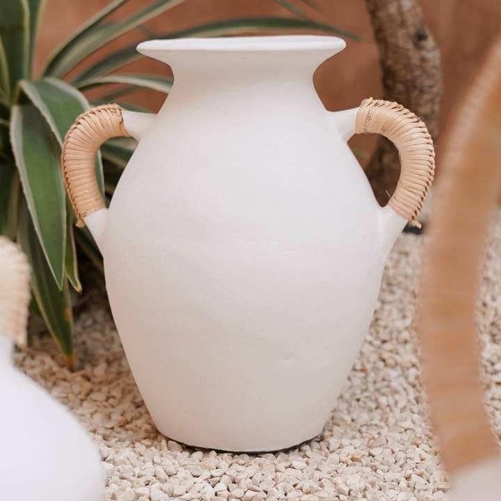 Hippie Monkey - Wholesale Vase - The White Rattan Vase — L — Hippie Monkey0