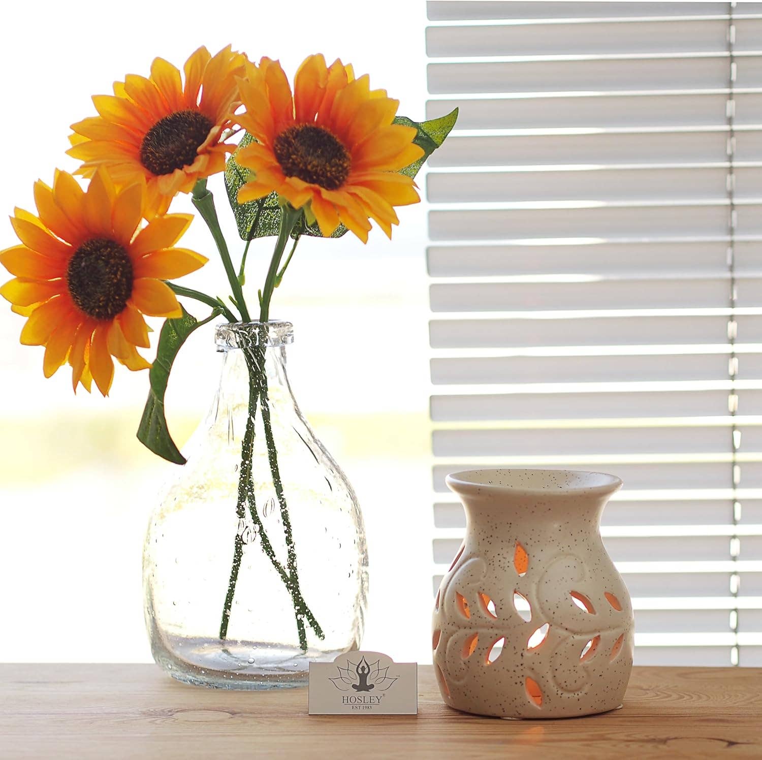 Hosley - Vente Diffuseur d'huile essentielle à chaleur - LOT DE 3 CHAUFFE-HUILE EN FORME DE FEUILLE D'IVOIRE HOSLEY® DE 4,5 po DE HAUT6