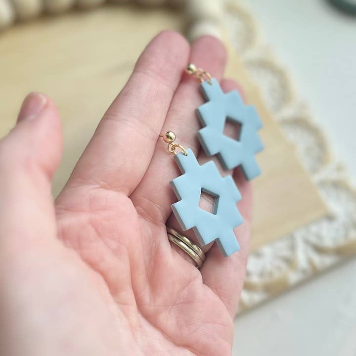 Courage & Calling - Wholesale Dangle Earrings - Aztec Dangles in Washed Denim1