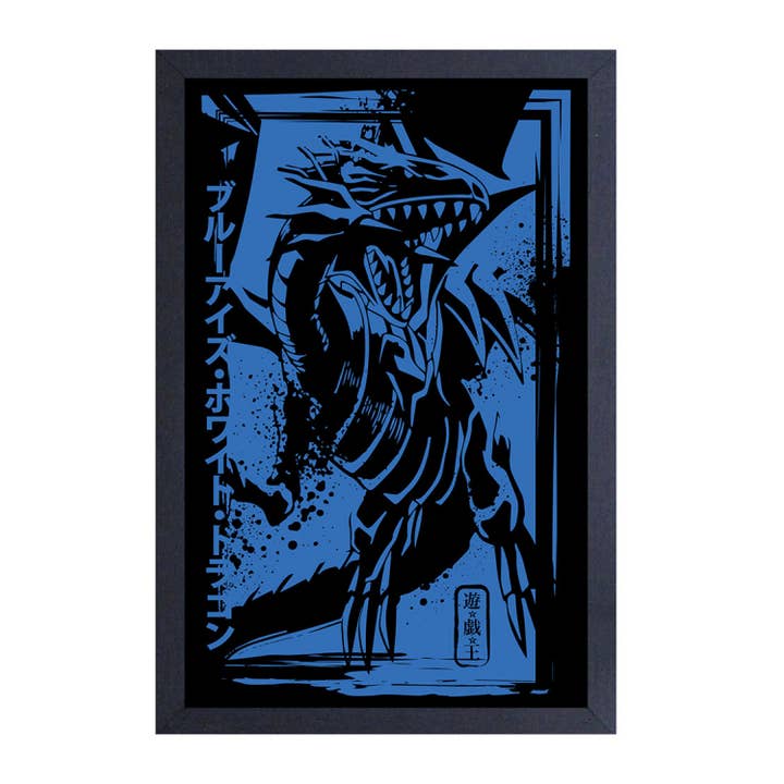 Pyramid America - Wholesale Art Print - Yu-Gi-Oh Blue Eyes White Dragon Japanese Style Framed Print