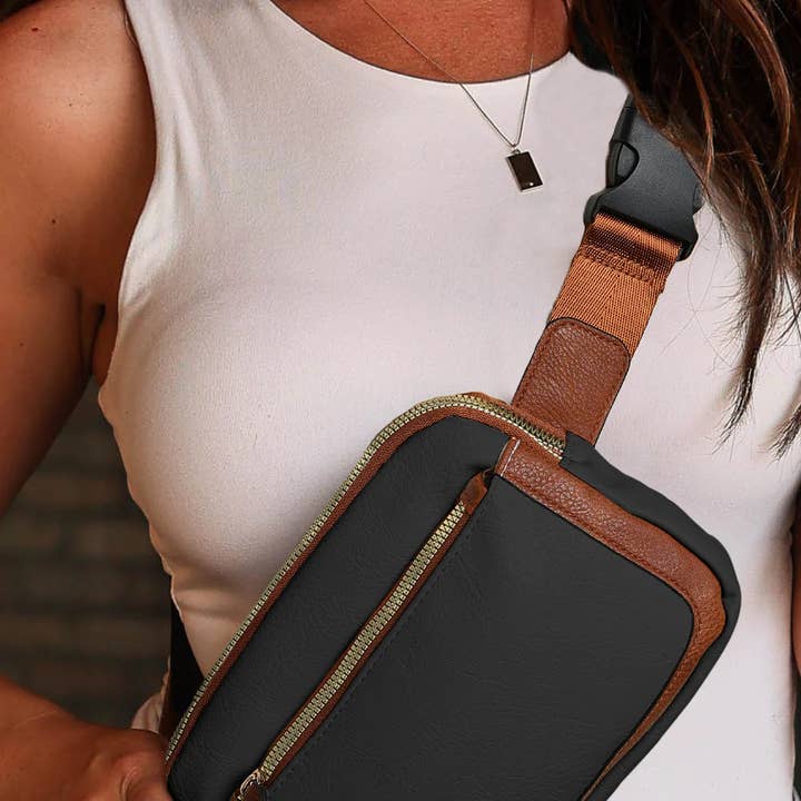 Suhkasana - Wholesale Crossbody Bag - Women's - Black Adjustable Strap Mini PU Leather Crossbody Bag0