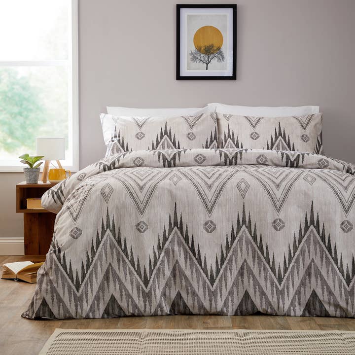 Zermatt Grey 200 TC Cotton Duvet Cover Set for wholesale by LOOMWORKS LTD