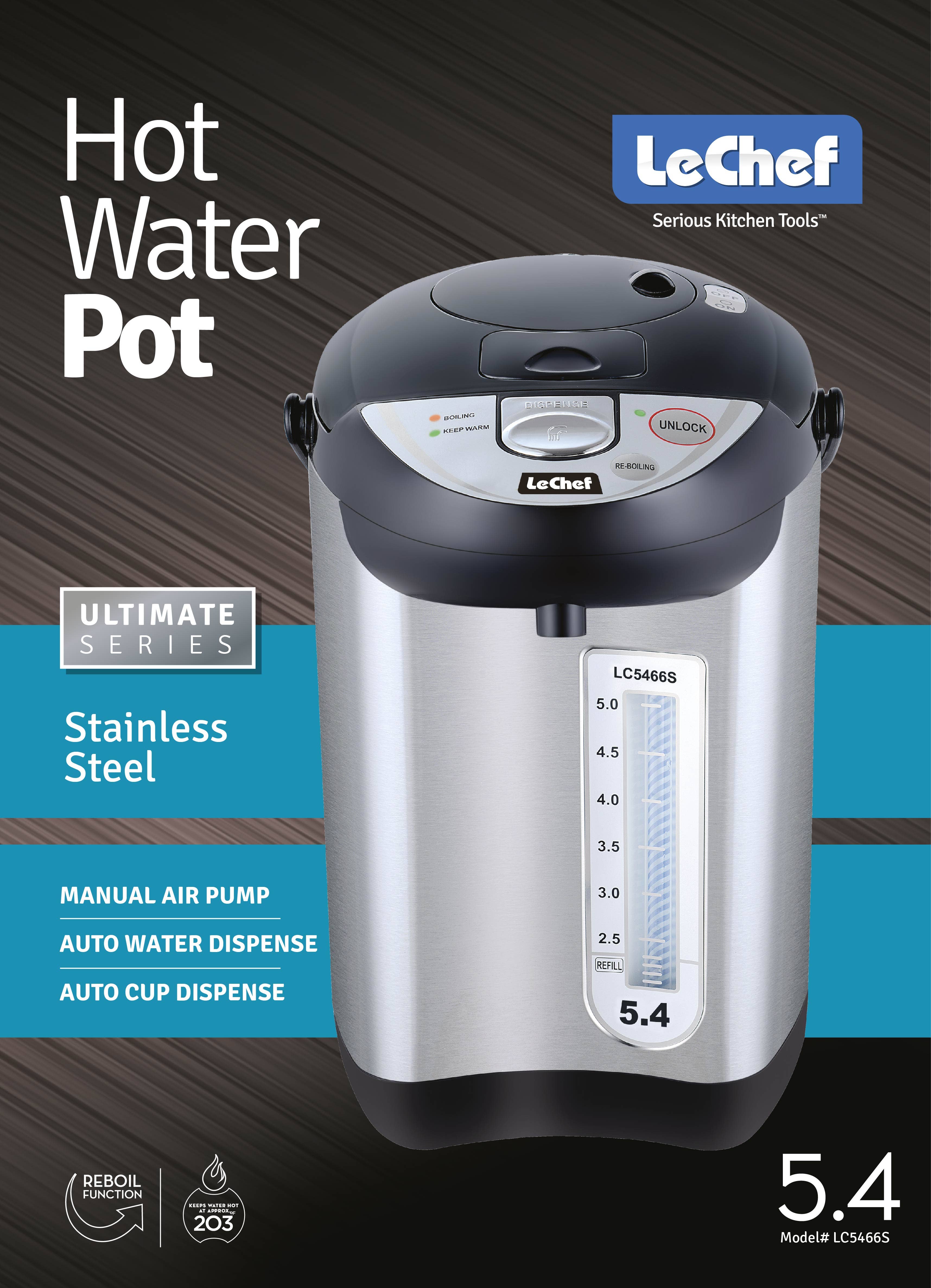 Alpine - Wholesale Kitchen Appliance - LE'CHEF ELECTRIC HOT WATER POT 5.4 QT MODEL# LC5466S0