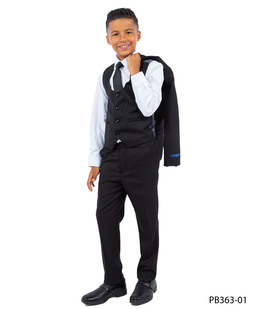 Black Perry Ellis Boys Suit, Slim-Fit 5pc (Includes Tie) for wholesale on Faire1
