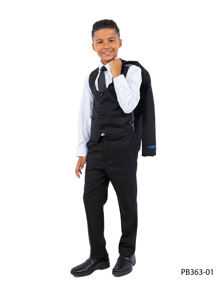 Black Perry Ellis Boys Suit, Slim-Fit 5pc (Includes Tie) for wholesale on Faire1