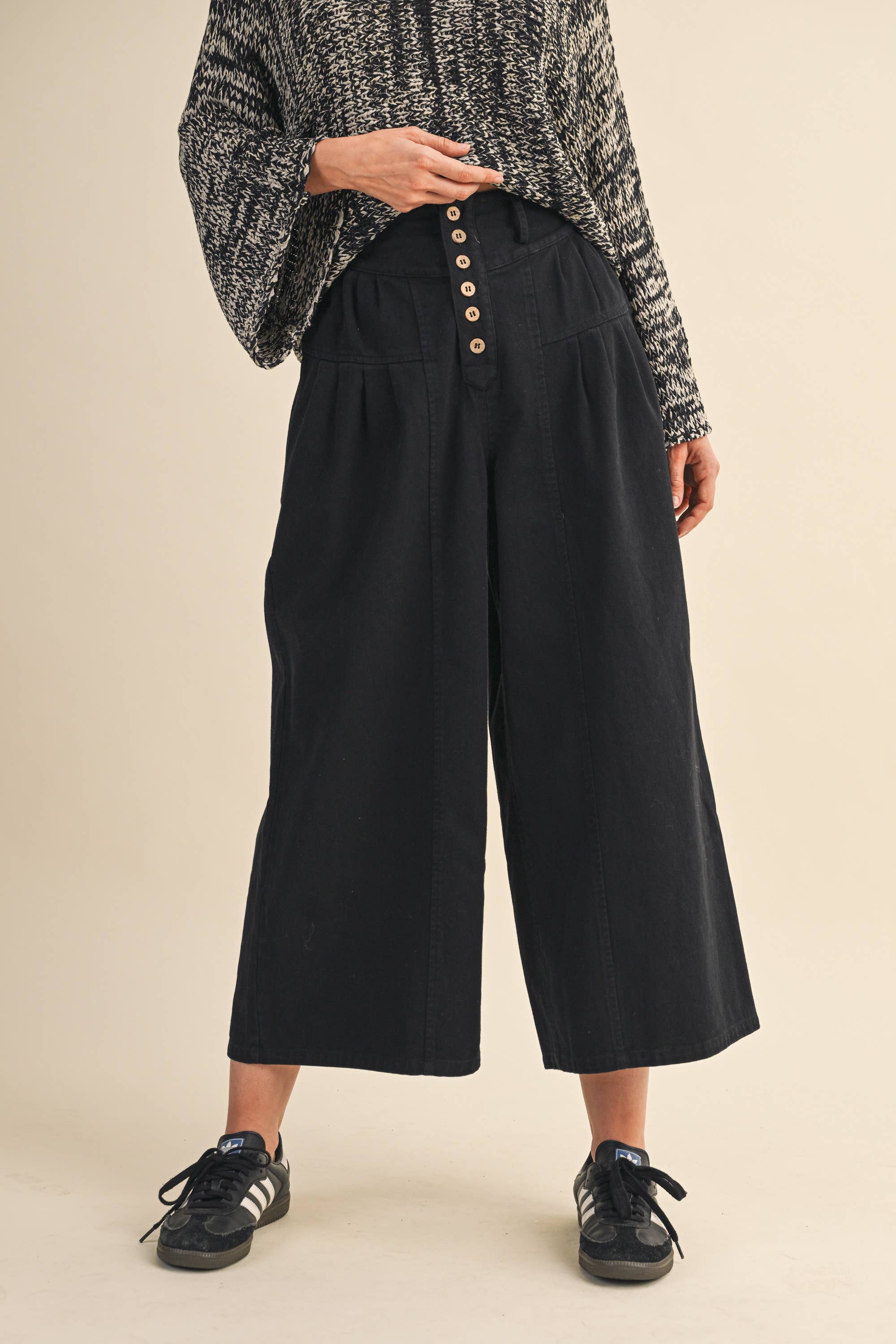 Klesis – wholesale Pants – Women's – IP1419 COTTON TWILL HIGH WAIST CROPPED WIDE LEG PANTS28