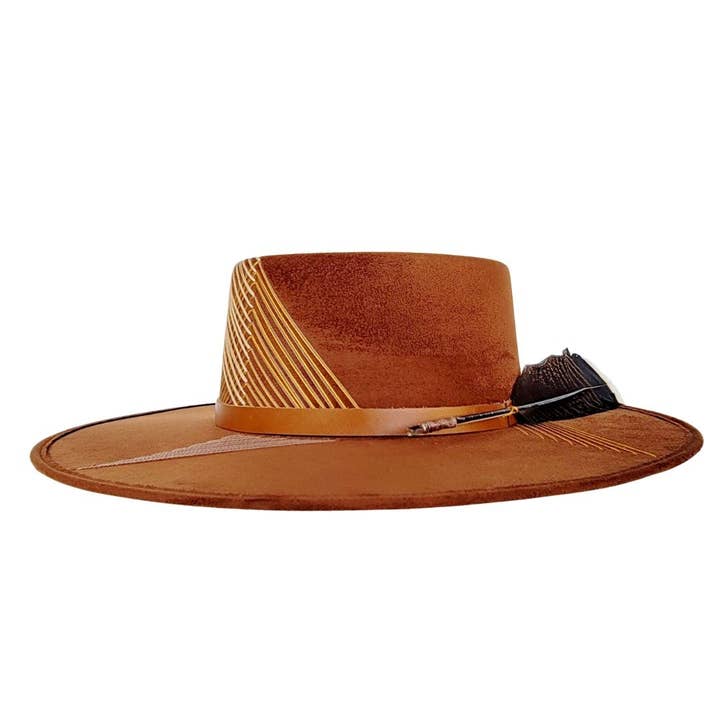Tobacco GISELLE Gambler Crown Hat for wholesale on Faire