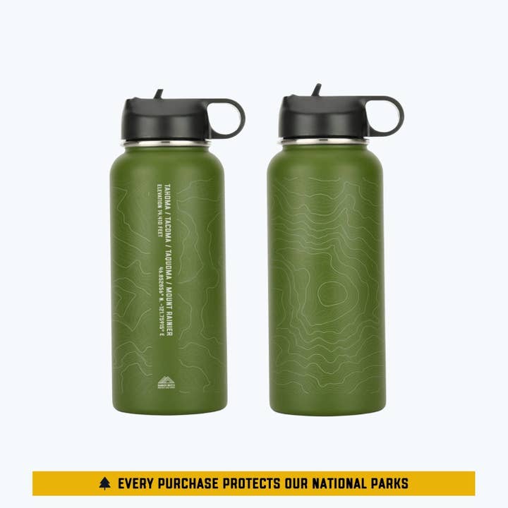Rainier Watch Supply Co – wholesale Water bottle – Tahoma Mount Rainier Topo Bottle1
