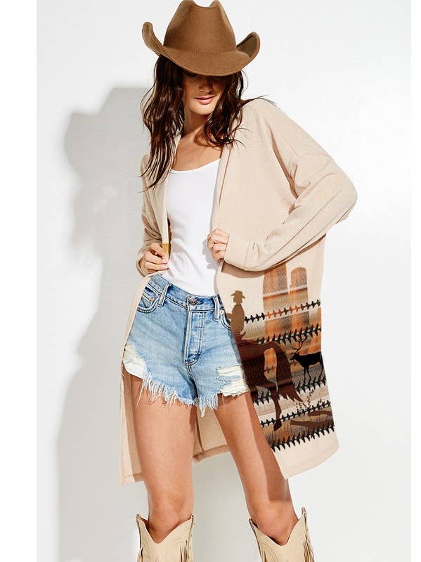 Desert rodeo Knit casual style Cardigan for wholesale by Lemon Tree