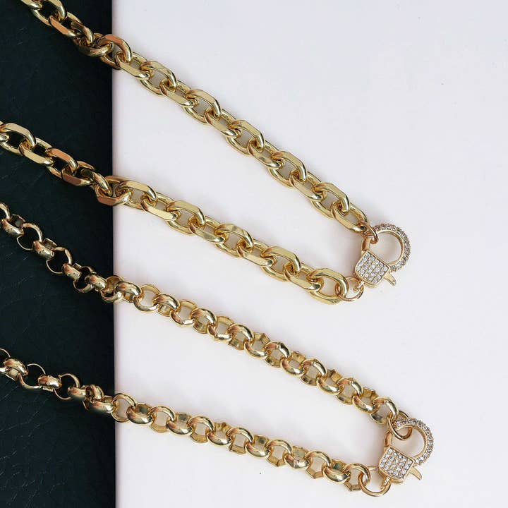 Colar de corrente de rolo quadrado robusto, sku #CL11 por atacado de BestBeads&Beyond