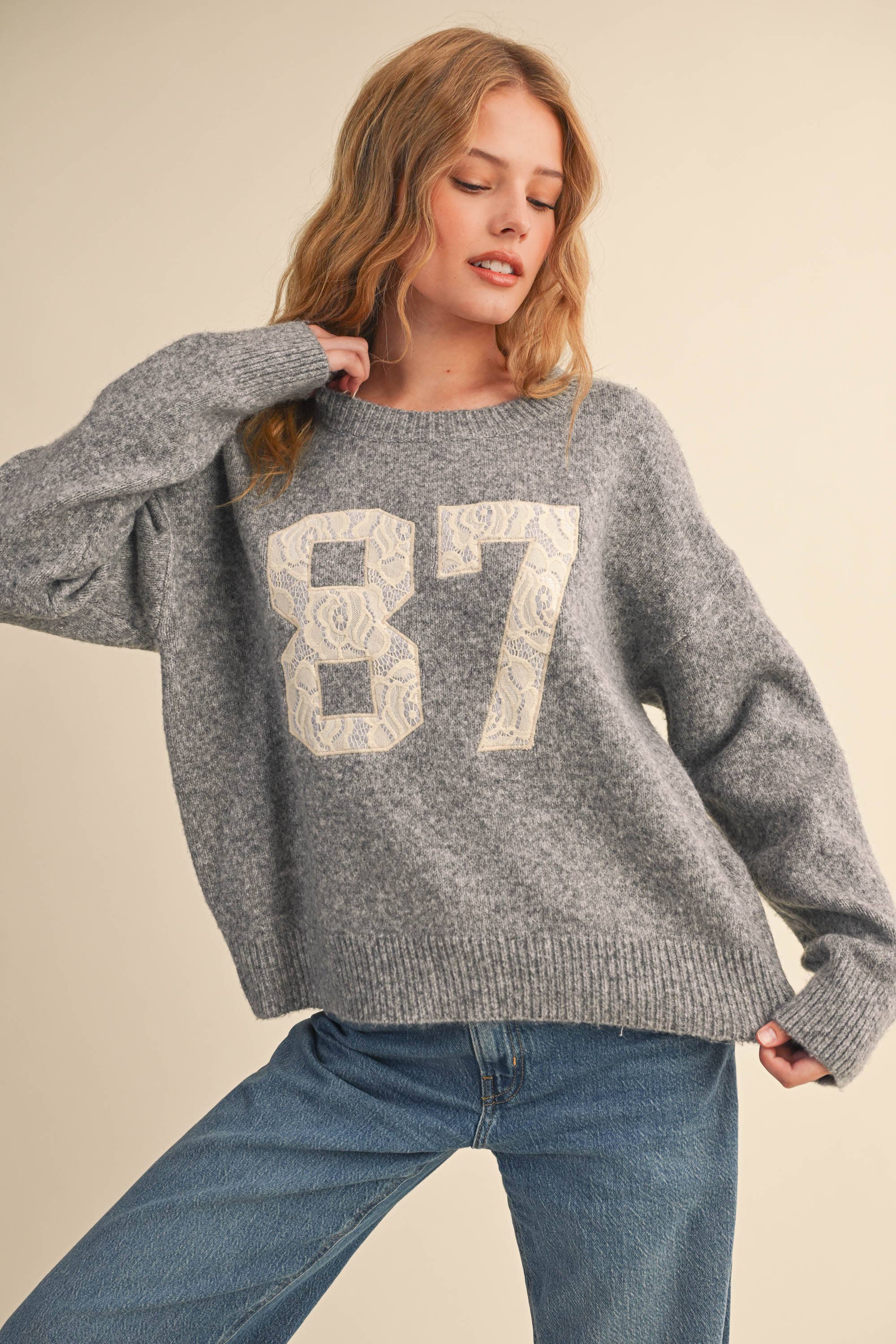 Klesis - Vente Pull en maille – femme - IT4429 87 HAUT EN MAILLE AVEC CONTRASTE DE DENTELLE8