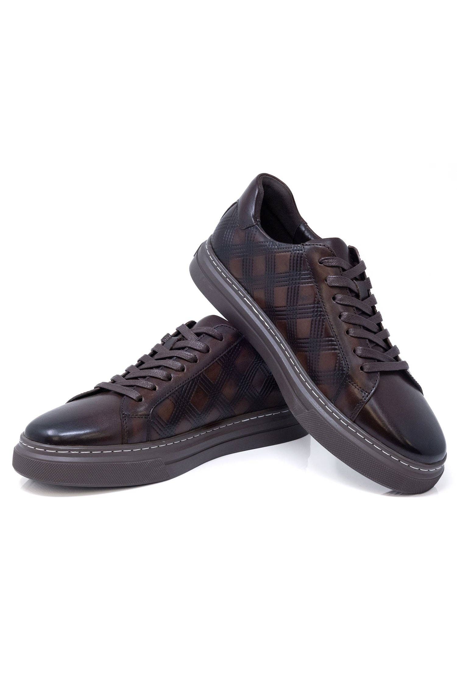 BARABAS - Wholesale Lifestyle Sneakers - Men's - Men's Checkered Lace-up Leather Sneakers 5SH099